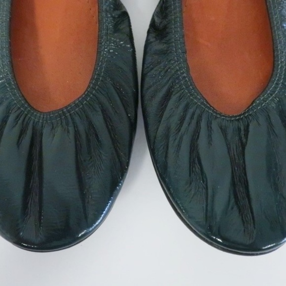 Lanvin Ballet Flats Dark Green Scrunched Patent - Picture 2 of 6